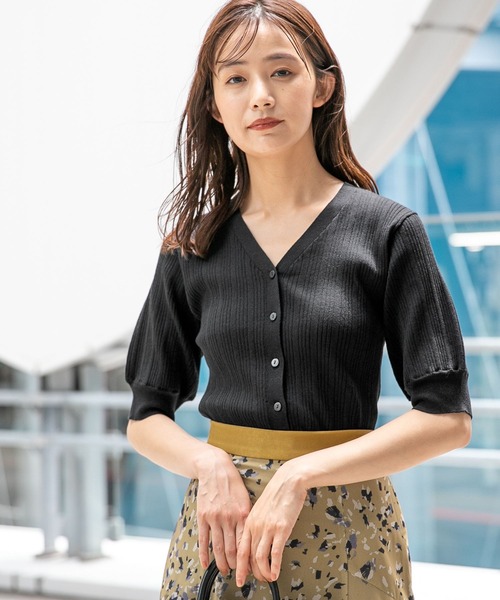 Andemiu(アンデミュウ)の「リブソデボリュームカーディガン353188(カーディガン/ボレロ・レディース・ホワイト/チャコールグレー/ブラック/ベージュ・FREE)」の5枚目の写真