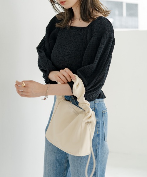 Kastane（カスタネ）の「【2023SSアイテム/WEB限定/新色追加】ギャザーBAG（ハンドバッグ・レディース・ブラック/アイボリー/ミント/グリーン系その他/ブラウン/ピンク・FREE）」の10枚目の写真