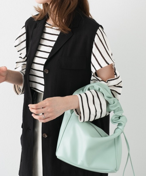 Kastane（カスタネ）の「【2023SSアイテム/WEB限定/新色追加】ギャザーBAG（ハンドバッグ・レディース・ブラック/アイボリー/ミント/グリーン系その他/ブラウン/ピンク・FREE）」の21枚目の写真