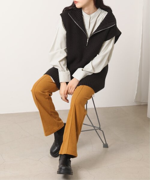 RAY CASSIN（レイカズン）の「ウールニットライクセンターシームカラーパンツ（スラックス・レディース・ブラック/キナリ/プラム/グリーン/キャメル・SMALL/MEDIUM/LARGE）」の19枚目の写真