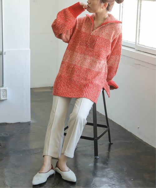 RAY CASSIN（レイカズン）の「ウールニットライクセンターシームカラーパンツ（スラックス・レディース・ブラック/キナリ/プラム/グリーン/キャメル・SMALL/MEDIUM/LARGE）」の22枚目の写真