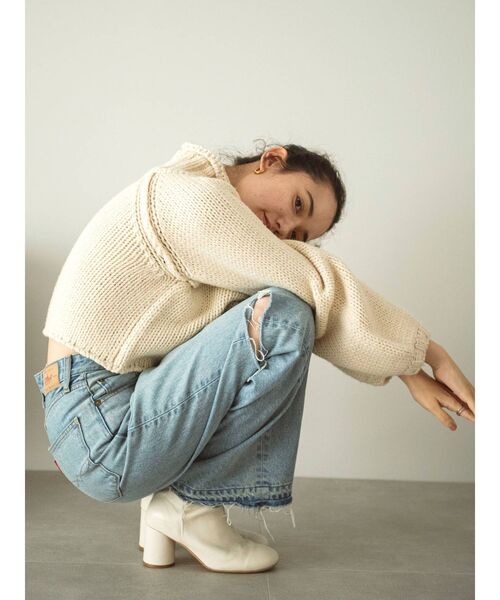 Ungrid(アングリッド)の「ローゲージハイネックショートニット(ニット/セーター・レディース・チャコールグレー/アイボリー/グリーン系その他・FREE)」の9枚目の写真