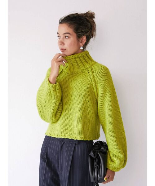 Ungrid(アングリッド)の「ローゲージハイネックショートニット(ニット/セーター・レディース・チャコールグレー/アイボリー/グリーン系その他・FREE)」の22枚目の写真