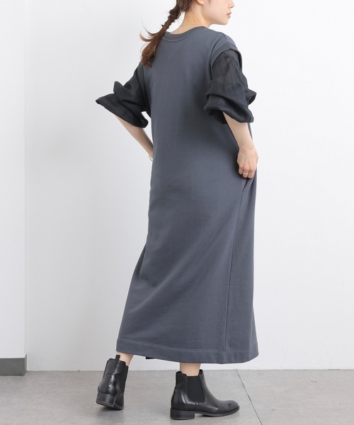 PUAL CE CIN（ピュアルセシン）の「裏毛カレッジロゴノースリーワンピース（ワンピース・レディース・チャコールグレー/ベージュ・FREE）」の11枚目の写真