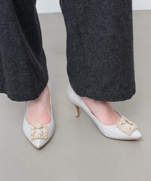 Launa lea（ラウナレア）の「【25秋冬新色】ビジューポインテッドトゥヒールパンプス(0484)（パンプス・レディース・グレー系その他/ブラック/ダークグリーン/ブラック系その他/ローズ/ラベンダー/ピンクベージュ/ライトベージュ/ライトブルー/アイボリー/ブルー/ピンク系その他/ホワイト系その他/ミント/ブルー系その他/ライトピンク/ベビーピンク/グレイッシュブルー・24.5cm/25.0cm/23.5cm/22.5cm/24.0cm/22.0cm/23.0cm）」の12枚目の写真