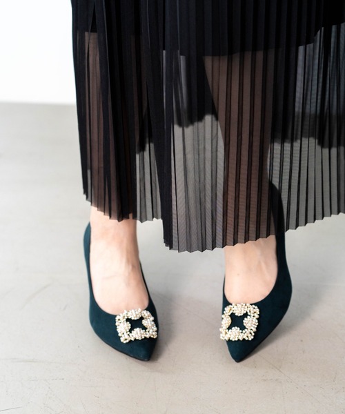 Launa lea（ラウナレア）の「【25秋冬新色】ビジューポインテッドトゥヒールパンプス(0484)（パンプス・レディース・グレー系その他/ブラック/ダークグリーン/ブラック系その他/ローズ/ラベンダー/ピンクベージュ/ライトベージュ/ライトブルー/アイボリー/ブルー/ピンク系その他/ホワイト系その他/ミント/ブルー系その他/ライトピンク/ベビーピンク/グレイッシュブルー・24.5cm/25.0cm/23.5cm/22.5cm/24.0cm/22.0cm/23.0cm）」の7枚目の写真