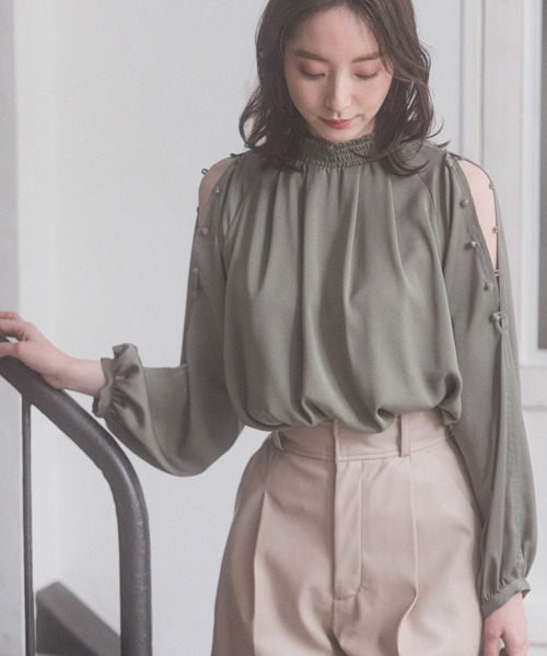 Andemiu（アンデミュウ）の「カタボタンスタンドブラウス162225（シャツ/ブラウス・レディース・ネイビー/カーキ/ピンク・FREE）」の11枚目の写真