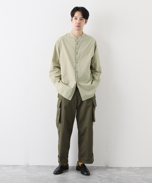 EDIFICE（エディフィス）の「【ETS.MATERIAUX / マテリオ】バンドカラー シャツ（シャツ/ブラウス・メンズ・レンガ/ホワイト/ベージュ・2/1/3）」の4枚目の写真