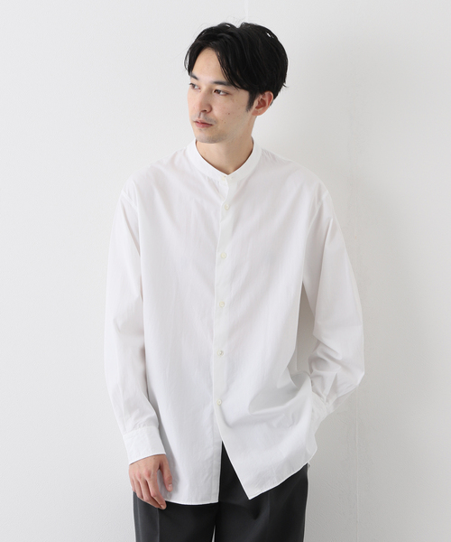 EDIFICE（エディフィス）の「【ETS.MATERIAUX / マテリオ】バンドカラー シャツ（シャツ/ブラウス・メンズ・レンガ/ホワイト/ベージュ・2/1/3）」の5枚目の写真