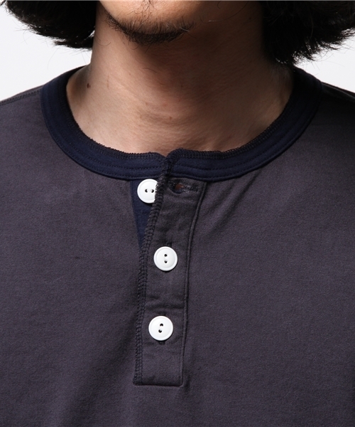 Denime（ドゥニーム）の「【JapanMade】HENRY NECK LS CUTSEW/ヘンリーネックロンT（Tシャツ/カットソー・メンズ・ホワイト/ベージュ/ネイビー・SMALL/MEDIUM/LARGE）」の12枚目の写真