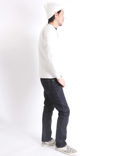 Denime（ドゥニーム）の「【JapanMade】HENRY NECK LS CUTSEW/ヘンリーネックロンT（Tシャツ/カットソー・メンズ・ホワイト/ベージュ/ネイビー・SMALL/MEDIUM/LARGE）」の10枚目の写真