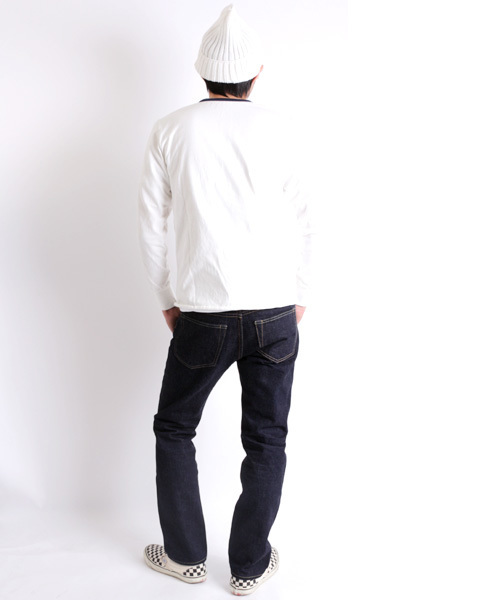 Denime（ドゥニーム）の「【JapanMade】HENRY NECK LS CUTSEW/ヘンリーネックロンT（Tシャツ/カットソー・メンズ・ホワイト/ベージュ/ネイビー・SMALL/MEDIUM/LARGE）」の11枚目の写真