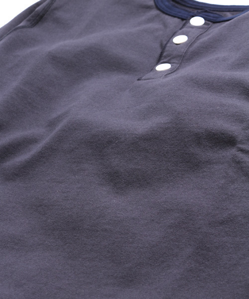 Denime（ドゥニーム）の「【JapanMade】HENRY NECK LS CUTSEW/ヘンリーネックロンT（Tシャツ/カットソー・メンズ・ホワイト/ベージュ/ネイビー・SMALL/MEDIUM/LARGE）」の21枚目の写真