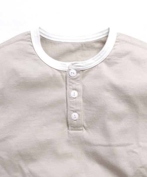 Denime（ドゥニーム）の「【JapanMade】HENRY NECK LS CUTSEW/ヘンリーネックロンT（Tシャツ/カットソー・メンズ・ホワイト/ベージュ/ネイビー・SMALL/MEDIUM/LARGE）」の22枚目の写真