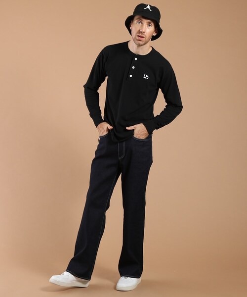 40ｃｔ＆525（フォーティーカラッツアンドゴーニーゴ）の「ヘルスニット長袖ヘンリー（Tシャツ/カットソー・メンズ・ネイビー/ホワイト/ブラック・04/02/03）」の7枚目の写真