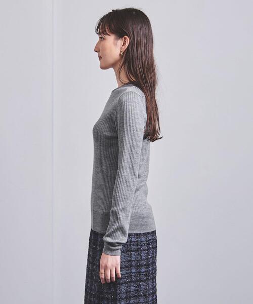 UNITED ARROWS（ユナイテッドアローズ）の「W/SI/CA リブ クルーネック ニット（ニット/セーター・レディース・ブラック/ベージュ/グレー/レッド/オフホワイト・FREE）」の7枚目の写真