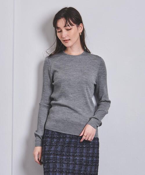 UNITED ARROWS（ユナイテッドアローズ）の「W/SI/CA リブ クルーネック ニット（ニット/セーター・レディース・ブラック/ベージュ/グレー/レッド/オフホワイト・FREE）」の9枚目の写真