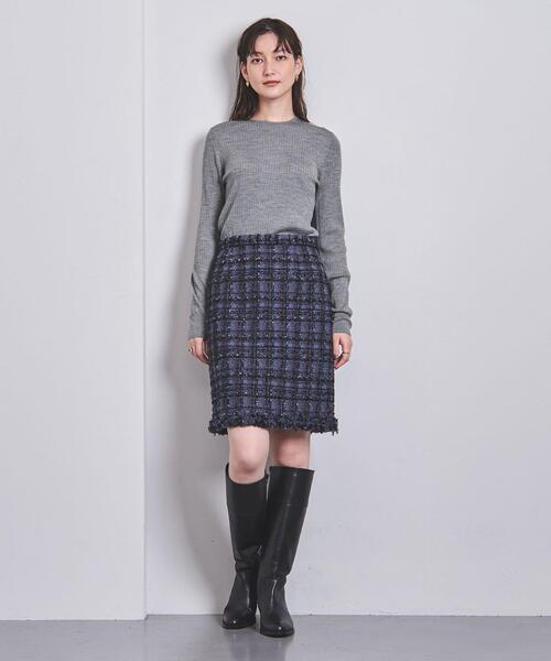 UNITED ARROWS（ユナイテッドアローズ）の「W/SI/CA リブ クルーネック ニット（ニット/セーター・レディース・ブラック/ベージュ/グレー/レッド/オフホワイト・FREE）」の10枚目の写真