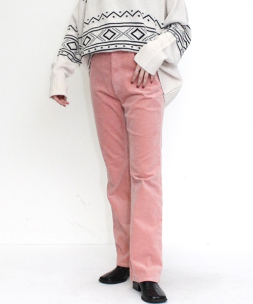 STYLEBLOCK（スタイルブロック）の「コーデュロイセミフレアパンツ（その他パンツ・レディース・ブラウン/ピンク/ブラック/アイボリー・S/M）」の4枚目の写真