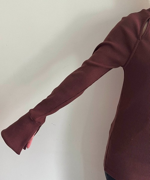 CAPRICIEUX LE'MAGE（カプリシューレマージュ）の「カットアウトリブTシャツ（Tシャツ/カットソー・レディース・アイボリー/ブラック/ブラウン・FREE）」の15枚目の写真