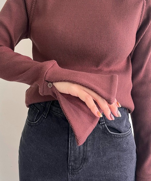 CAPRICIEUX LE'MAGE（カプリシューレマージュ）の「カットアウトリブTシャツ（Tシャツ/カットソー・レディース・アイボリー/ブラック/ブラウン・FREE）」の20枚目の写真