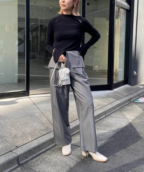 CAPRICIEUX LE'MAGE（カプリシューレマージュ）の「カットアウトリブTシャツ（Tシャツ/カットソー・レディース・アイボリー/ブラック/ブラウン・FREE）」の8枚目の写真