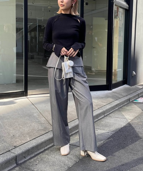 CAPRICIEUX LE'MAGE（カプリシューレマージュ）の「カットアウトリブTシャツ（Tシャツ/カットソー・レディース・アイボリー/ブラック/ブラウン・FREE）」の13枚目の写真