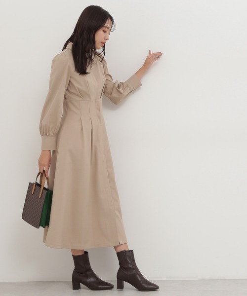 NATURAL BEAUTY BASIC（ナチュラルビューティーベーシック）の「ウエスト切替シャツワンピース（ワンピース・レディース・ベージュ/ダークブラウン/オレンジ・SMALL/MEDIUM）」の12枚目の写真