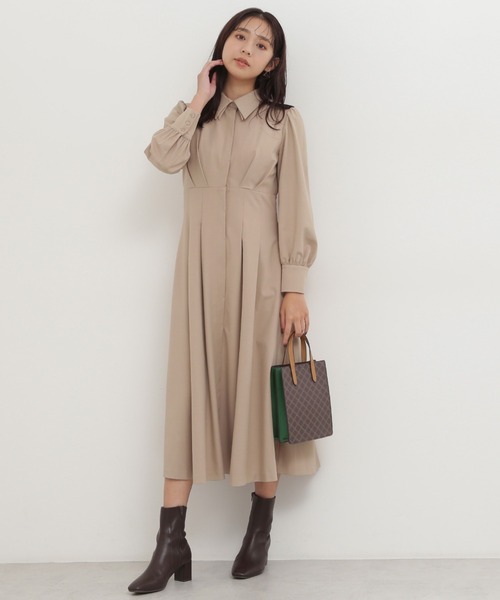 NATURAL BEAUTY BASIC（ナチュラルビューティーベーシック）の「ウエスト切替シャツワンピース（ワンピース・レディース・ベージュ/ダークブラウン/オレンジ・SMALL/MEDIUM）」の14枚目の写真