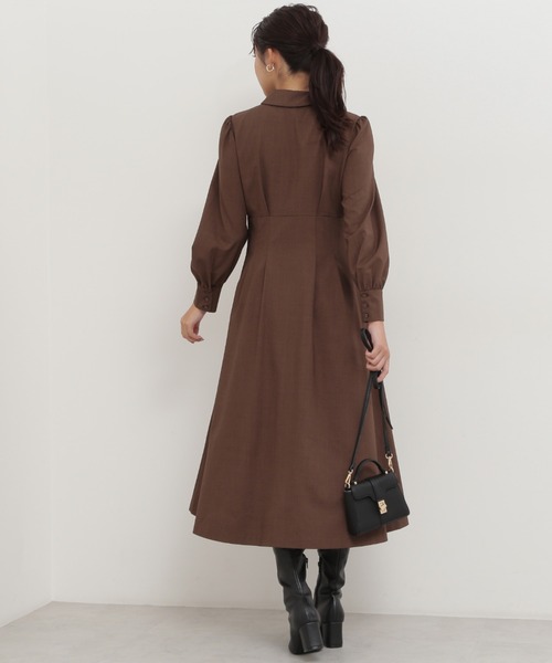 NATURAL BEAUTY BASIC（ナチュラルビューティーベーシック）の「ウエスト切替シャツワンピース（ワンピース・レディース・ベージュ/ダークブラウン/オレンジ・SMALL/MEDIUM）」の8枚目の写真