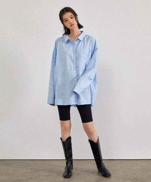 ブラウス シャツ A'GEM/9 × .kom「muah muah/ムーアムーア」SIGNATURE LOGO POINT COTTON OVERFI A'GEM/9 × .kom『muah muah/ムーアムーア』SIGNATURE LOGO POINT