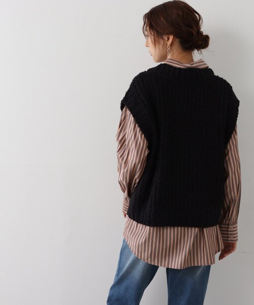 Cutie Blonde（キューティーブロンド）の「◆Vネック ふわふわMIXニットベスト（ベスト・レディース・ブラック/グレー・00）」の8枚目の写真