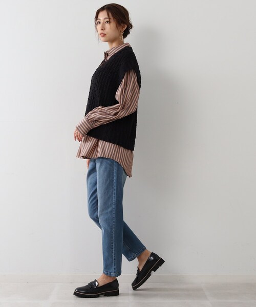 Cutie Blonde（キューティーブロンド）の「◆Vネック ふわふわMIXニットベスト（ベスト・レディース・ブラック/グレー・00）」の18枚目の写真