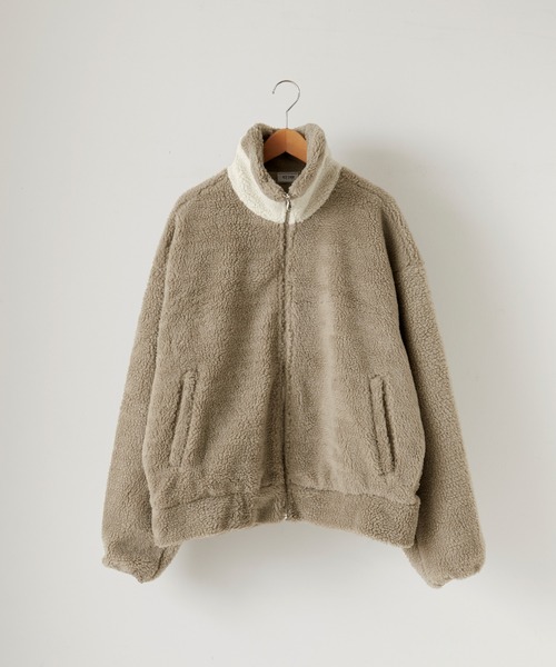 Anchor Smith（アンカー スミス）の「ビッグシルエット配色プードルボアハイネックジップブルゾン（ブルゾン・メンズ・ブラウン/グレー/ベージュ・FREE）」の9枚目の写真