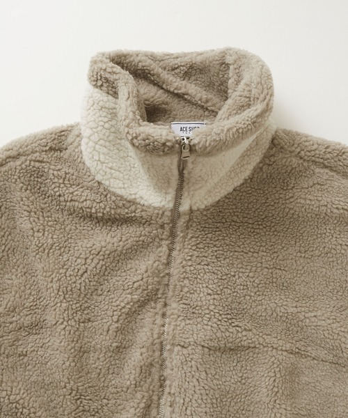 Anchor Smith（アンカー スミス）の「ビッグシルエット配色プードルボアハイネックジップブルゾン（ブルゾン・メンズ・ブラウン/グレー/ベージュ・FREE）」の14枚目の写真