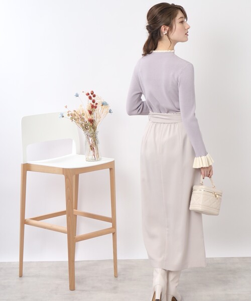 couture brooch(クチュールブローチ)の「◆【プチプラ!コーデに華を添える1枚】フリルリブニット(ニット/セーター・レディース・オフホワイト/ブラック/ライトグレー/ライトグリーン・38/34/42)」の18枚目の写真