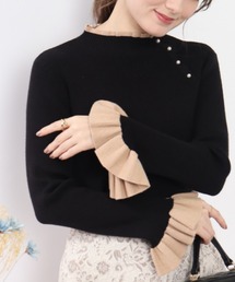 ◆【プチプラ!コーデに華を添える1枚】フリルリブニット