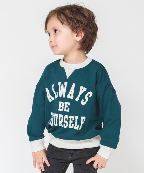 BRANSHES（ブランシェス）の「カレッジロゴ裏毛トレーナー（スウェット・キッズ・グリーン/ブラウン・110/100/130/120/150/140）」の2枚目の写真