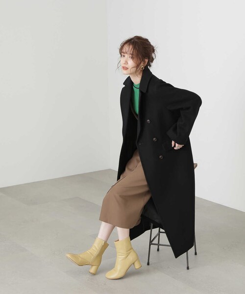 N.（N. Natural Beauty Basic）（エヌエヌナチュラルビューティーベーシック）の「【S Size Line】◆ビーバーメルトンロングチェスターコート（チェスターコート・レディース・オレンジ/ナチュラル/モーブ系/グレー/ブラック・SMALL/MEDIUM）」の7枚目の写真