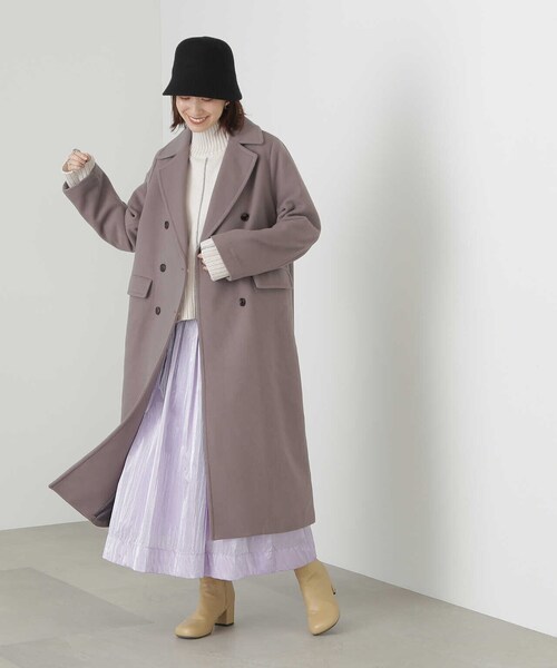 N.（N. Natural Beauty Basic）（エヌエヌナチュラルビューティーベーシック）の「【S Size Line】◆ビーバーメルトンロングチェスターコート（チェスターコート・レディース・オレンジ/ナチュラル/モーブ系/グレー/ブラック・SMALL/MEDIUM）」の11枚目の写真