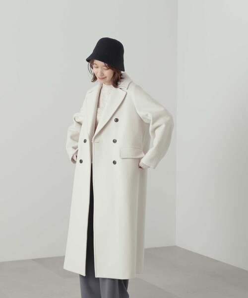 N.（N. Natural Beauty Basic）（エヌエヌナチュラルビューティーベーシック）の「【S Size Line】◆ビーバーメルトンロングチェスターコート（チェスターコート・レディース・オレンジ/ナチュラル/モーブ系/グレー/ブラック・SMALL/MEDIUM）」の16枚目の写真