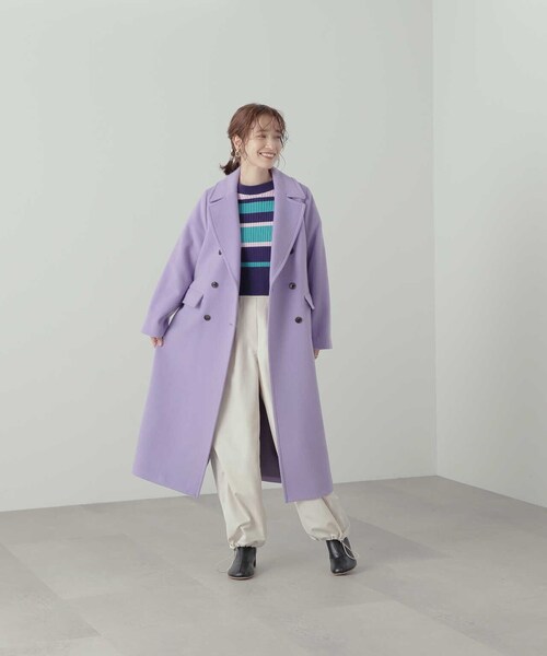 N.（N. Natural Beauty Basic）（エヌエヌナチュラルビューティーベーシック）の「【S Size Line】◆ビーバーメルトンロングチェスターコート（チェスターコート・レディース・オレンジ/ナチュラル/モーブ系/グレー/ブラック・SMALL/MEDIUM）」の19枚目の写真