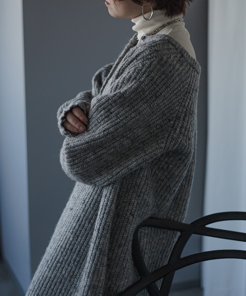 Ezick(エジック)の「Mix nep ヘンリーニットワンピース(ワンピース・レディース・グレー/ブラウン・FREE)」の18枚目の写真