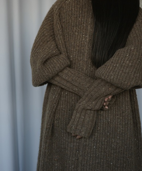 Ezick(エジック)の「Mix nep ヘンリーニットワンピース(ワンピース・レディース・グレー/ブラウン・FREE)」の9枚目の写真
