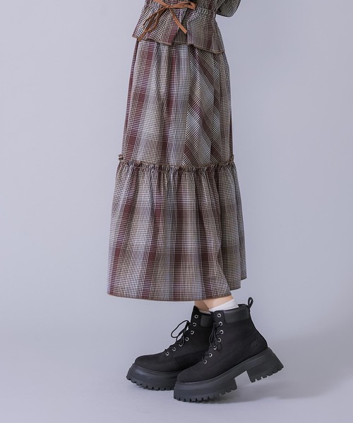 MILKFED.（ミルクフェド）の「PLAID TIERED SKIRT（スカート・レディース・ブルー/ブラウン・ONE SIZE）」の3枚目の写真