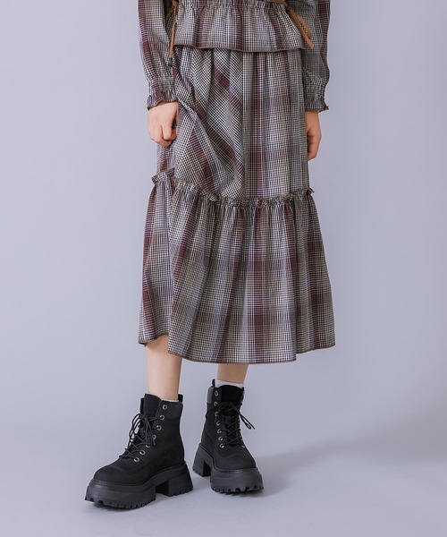 MILKFED.（ミルクフェド）の「PLAID TIERED SKIRT（スカート・レディース・ブルー/ブラウン・ONE SIZE）」の15枚目の写真