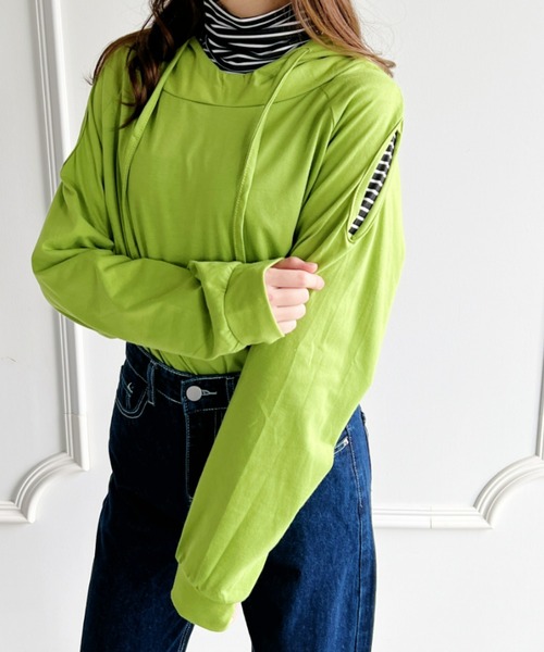 Loueme(ルエム)の「オープンショルダーカットソートップス(Tシャツ/カットソー・レディース・ブラック/グレー/ホワイト/ライトグリーン・FREE)」の18枚目の写真