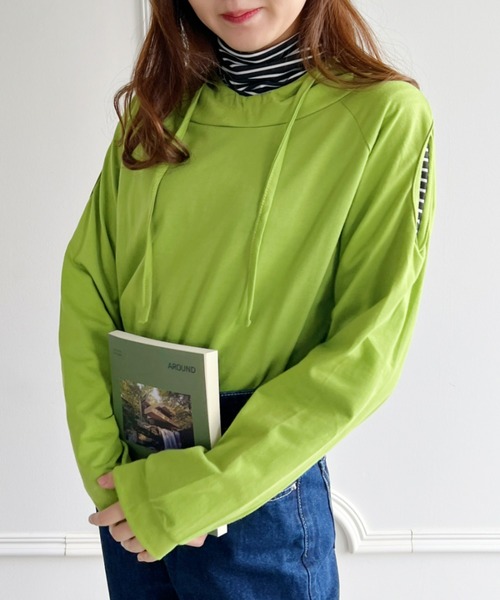 Loueme(ルエム)の「オープンショルダーカットソートップス(Tシャツ/カットソー・レディース・ブラック/グレー/ホワイト/ライトグリーン・FREE)」の11枚目の写真