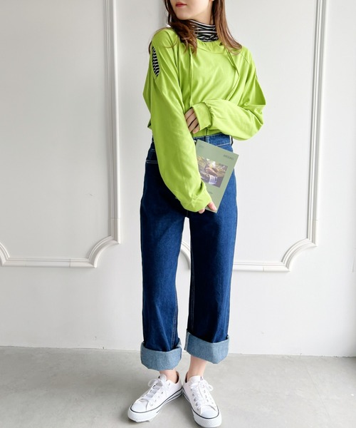Loueme(ルエム)の「オープンショルダーカットソートップス(Tシャツ/カットソー・レディース・ブラック/グレー/ホワイト/ライトグリーン・FREE)」の8枚目の写真