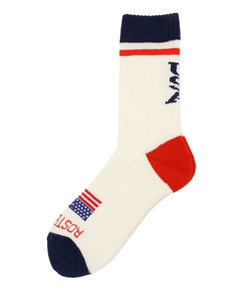 ROSTER・INFIELDER DESIGN（ロスターインフィールダーデザイン）の「日本製 ユニセックス ロスターソックス USA 星条旗 ROSTER SOX USA UNISEX（ソックス/靴下・レディース・ホワイト/ネイビー・24cm/27cm）」の2枚目の写真